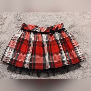 Sonoma Red and Black Plaid Skirt with Tulle Trim
